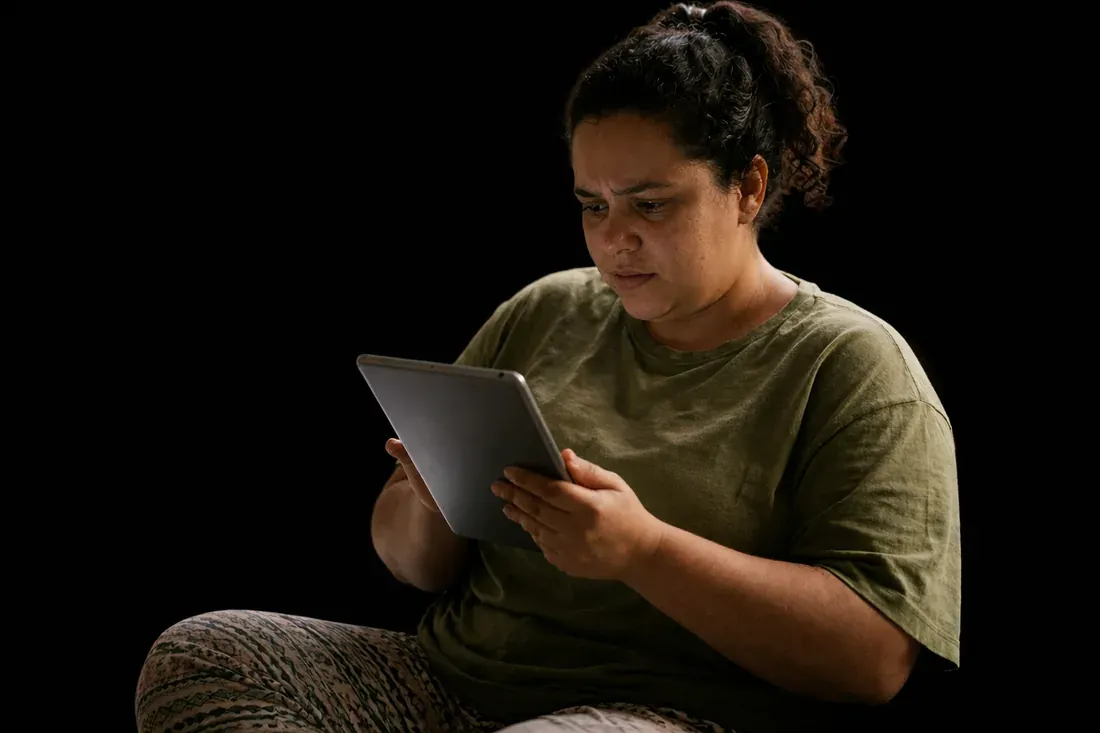 A person reading on a tablet